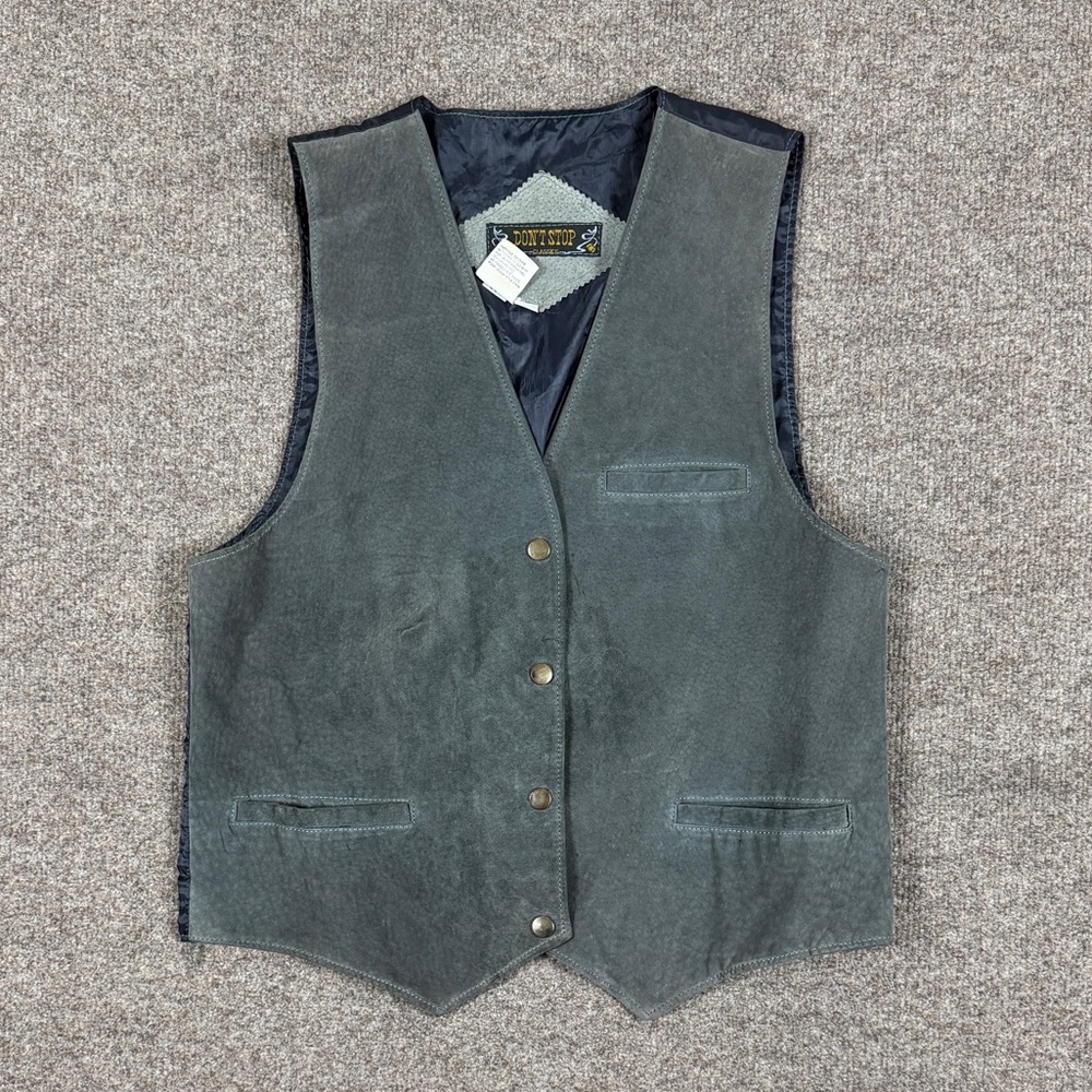 Vintage Grey Suede Vest Women’s L Western Rancher Southwest Boho Retro Cowgirl